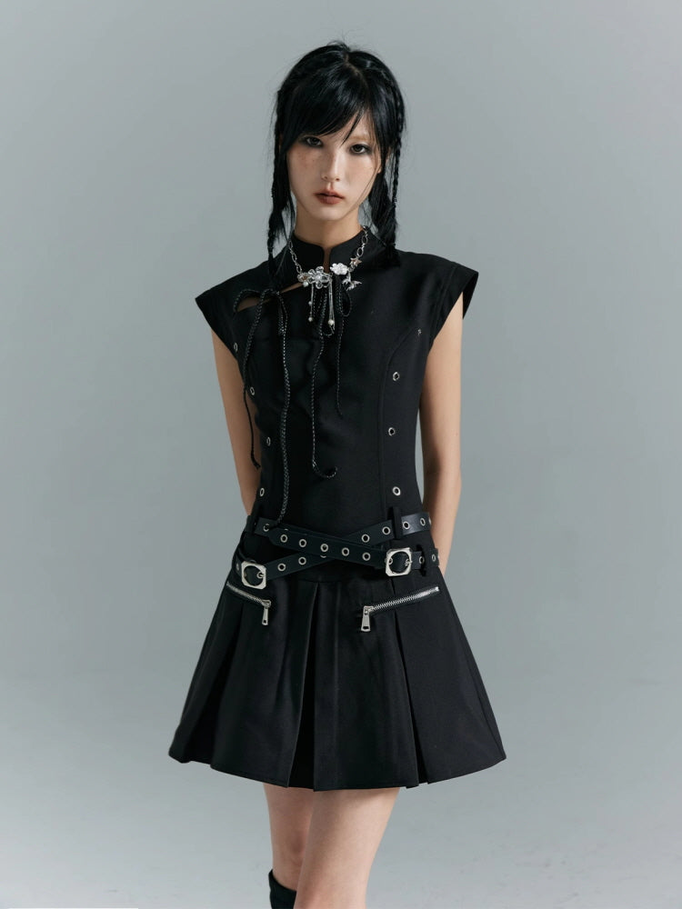 Punk vintage hollowed out  qipao dress