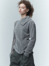 Irregular hem high-neck base shirt