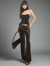 Blockbuster stud belt stretch flare pants