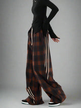 Casual plaid wide-leg pants