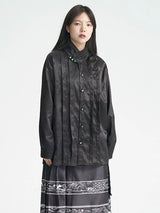 Chinese satin chic pleated loose Jacket