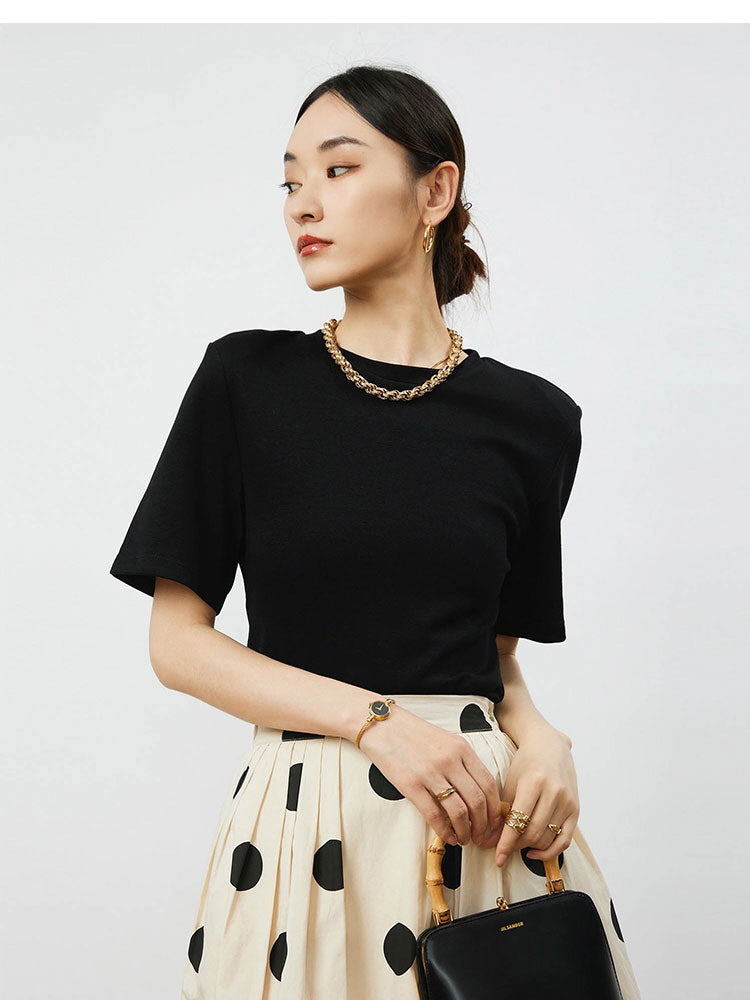 Modern retro big polka dot pleated skirt