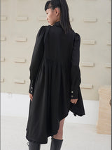 Irregular design black long sleeve dress