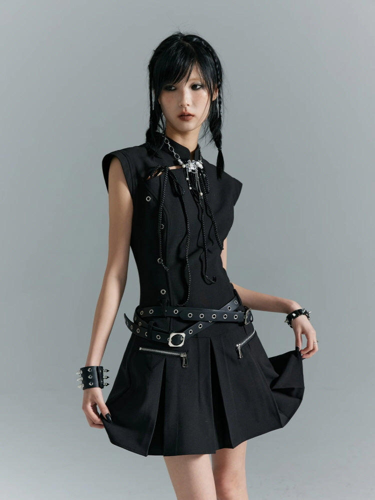 Punk vintage hollowed out  qipao dress