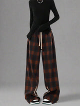 Casual plaid wide-leg pants