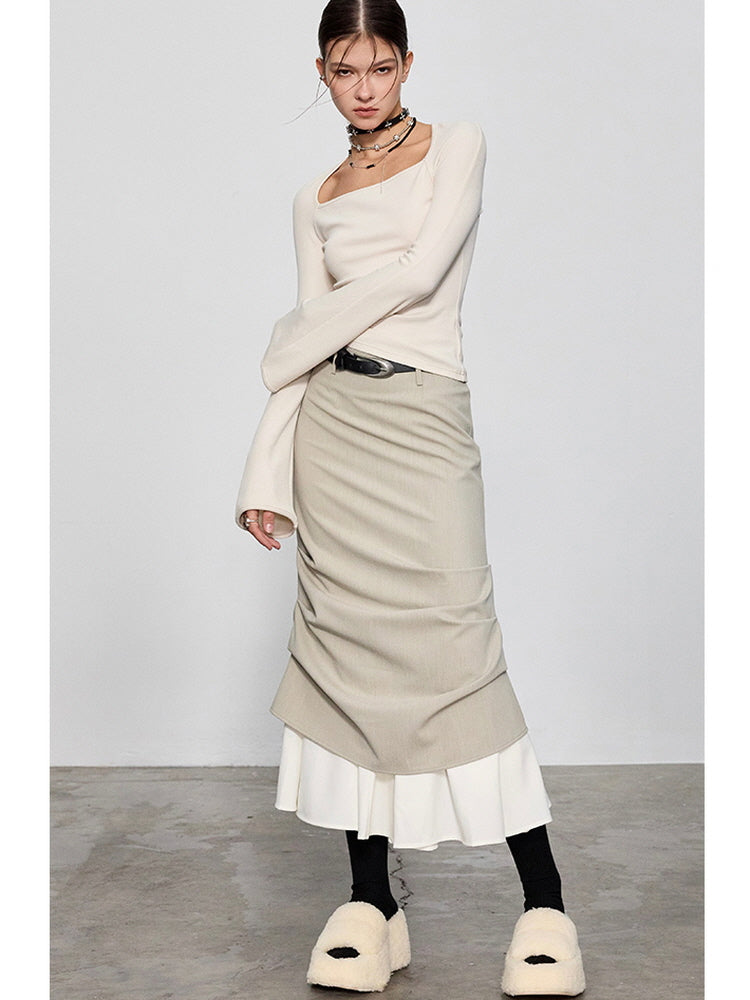 Double-layered pleated skirt