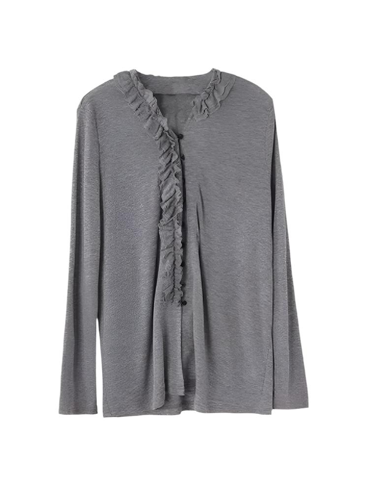 French lace collar slouchy top