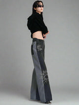 Metal hot copper straight-leg jeans