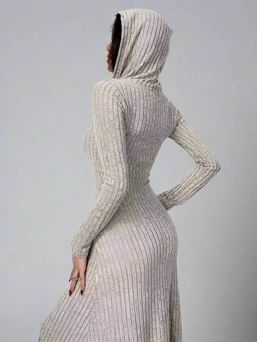 Hooded slim fit knitted dress