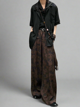 Japanese ink floral wide-leg pants