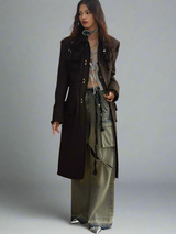 Distressed long woolen coat