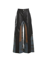 Leather patchwork wide-leg Pants