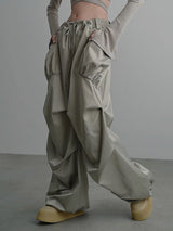 Impeccable waist parachute pocket functional trousers