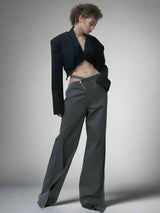 Asymmetrical Waist Suit Casual Pants