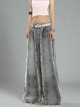 Deconstructed wide-Leg denim pants