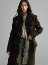 Distressed long woolen coat