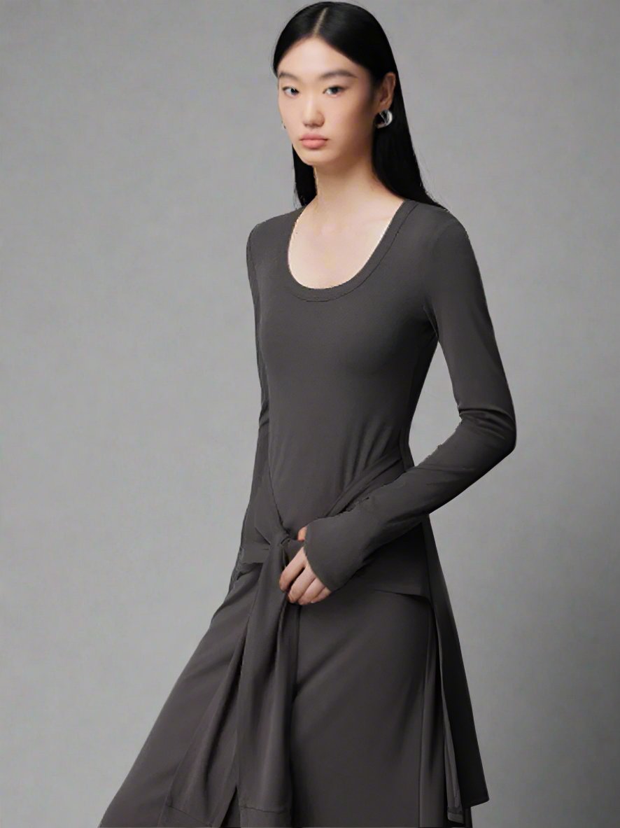 Belted Maxi Knit Dress