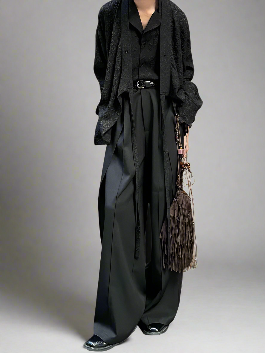 Spliced design wide-leg pants