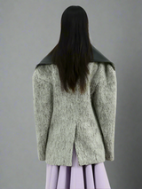 Oversized drop-shoulder textured wool coat