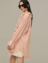 Multi-layered pink ruffle shirt