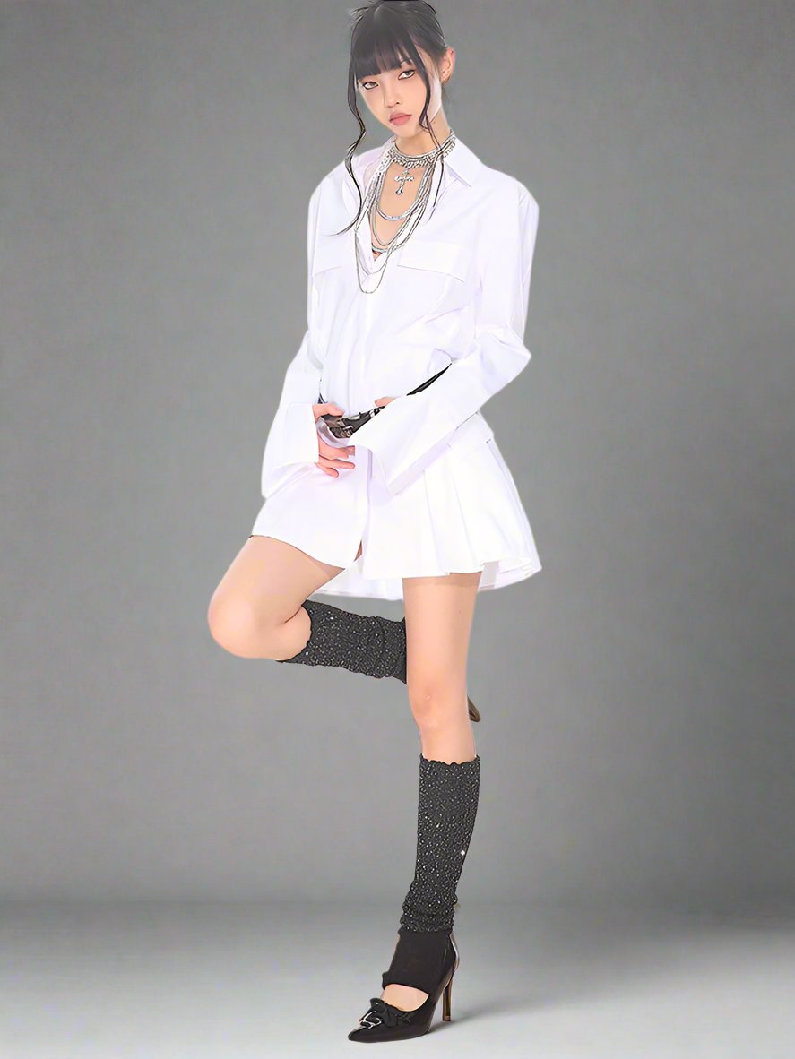 Retro long sleeve fitted shirt dress