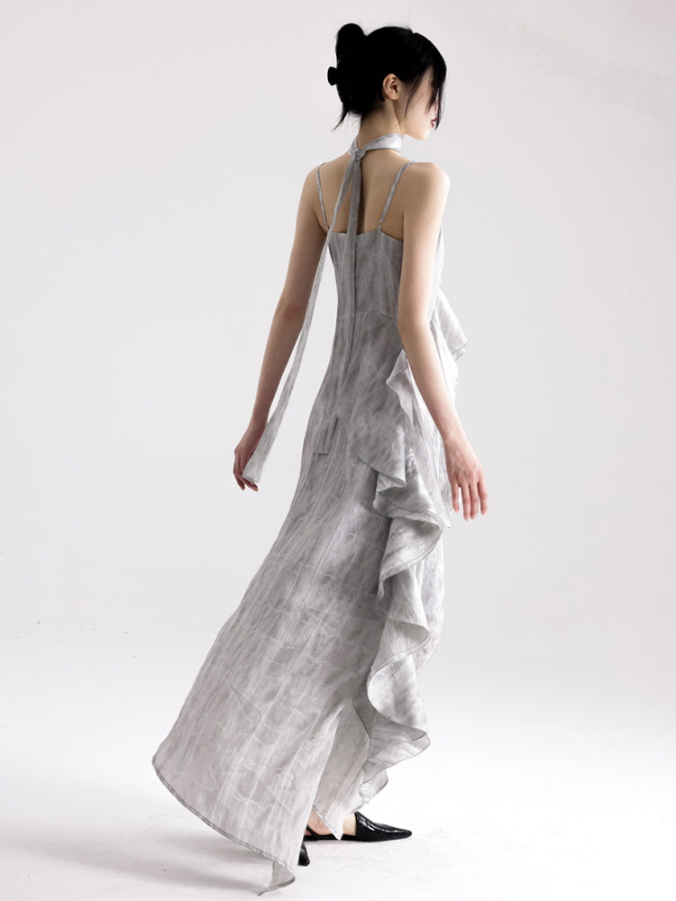 New niche design Ink grey slip dress