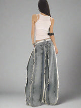 Deconstructed wide-Leg denim pants