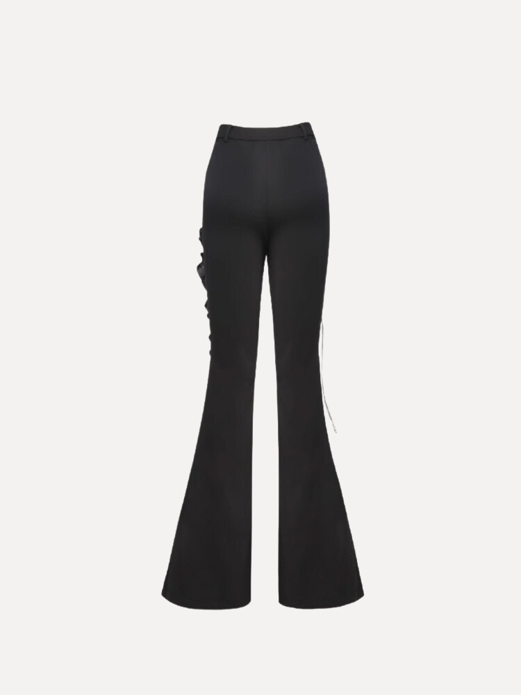 Asymmetrical Flared Ruffle Pants