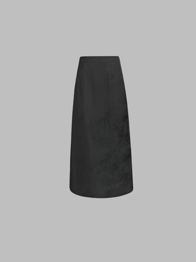 Dark satin jacquard skirt