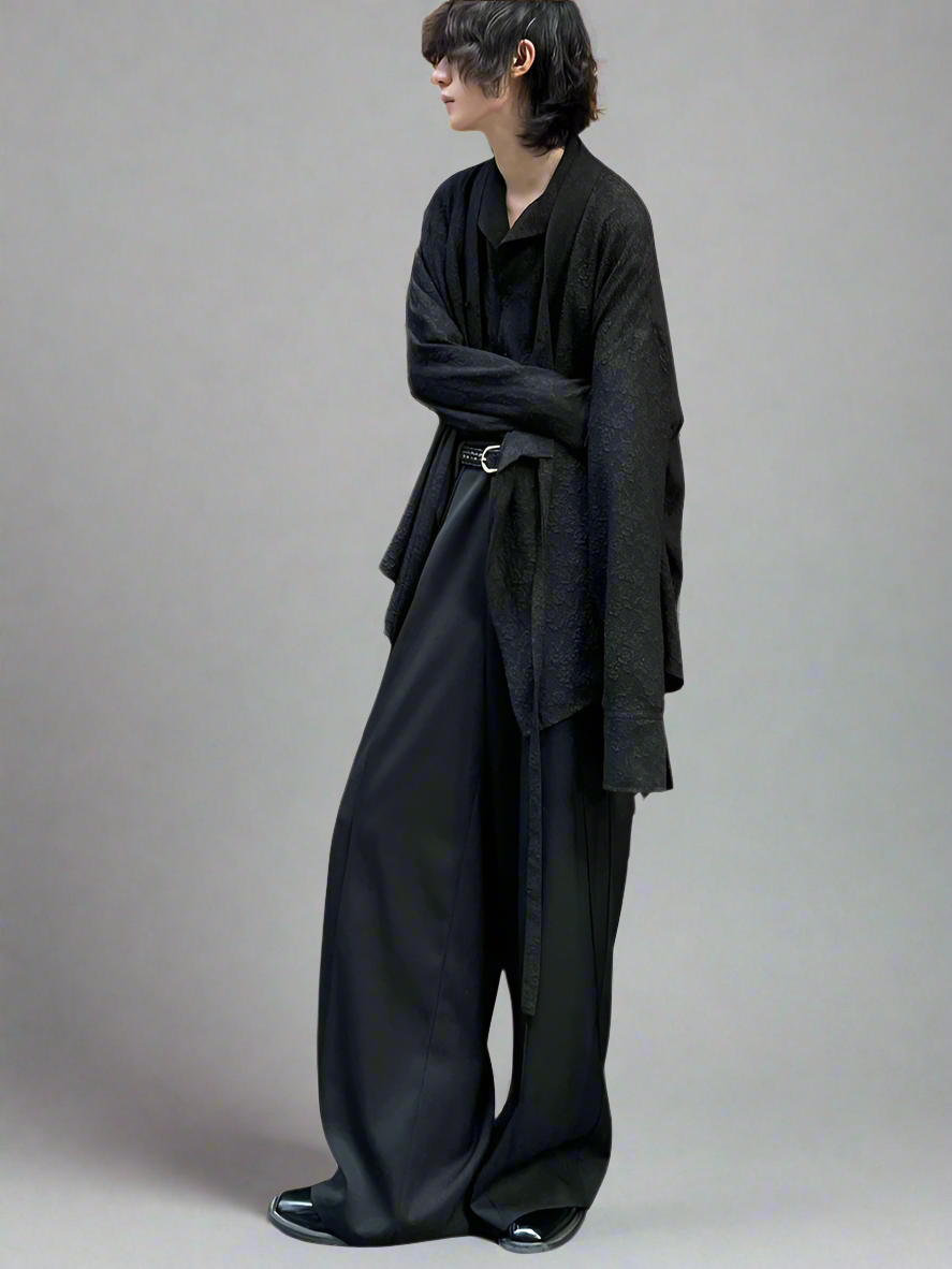 Spliced design wide-leg pants