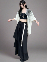 Hakama summer new high-waisted wide-leg culottes