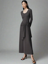 Belted Maxi Knit Dress