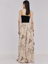 Ramie elastic waist cool wide-leg pants