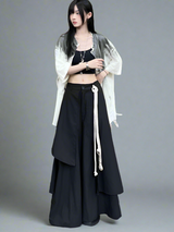 Hakama summer new high-waisted wide-leg culottes