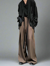 Spliced design wide-leg pants