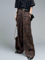 Japanese ink floral wide-leg pants