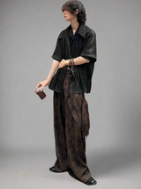 Japanese ink floral wide-leg pants