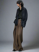 Spliced design wide-leg pants