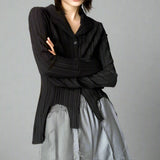 Black striped roll-neck shirt top