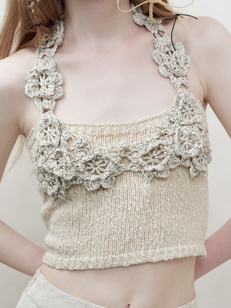 Handmade rose cotton knitted camisole