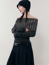 Retro slouchy straight shoulder lapel Knit