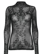 Cut-out see-through goth simple shirt