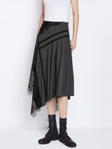 Vintage lace check panels irregular skirt