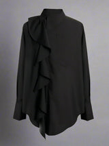 Court ruffle french style elegant long-sleeved shirt