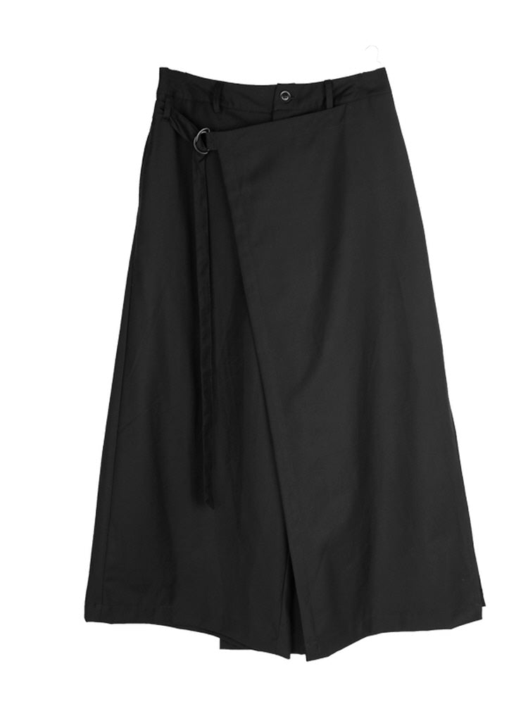 Asymmetrical design loose casual wide-leg culottes