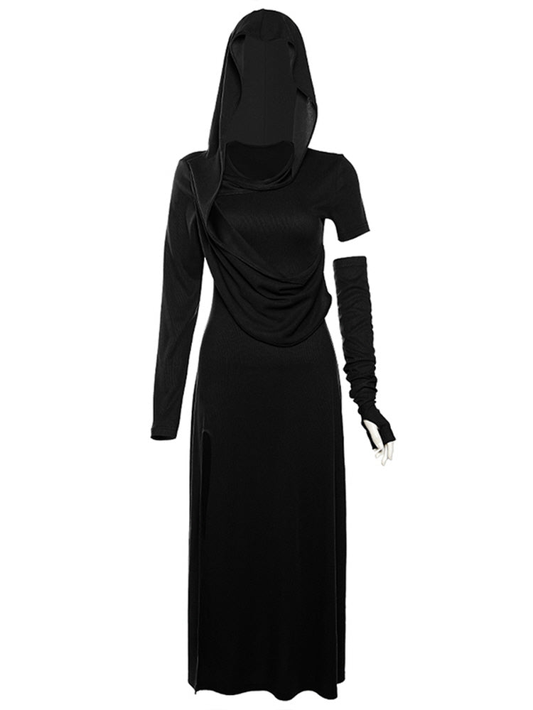 Hooded thin & long tide dress