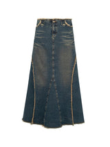 Vintage distressed fishtail long skirt