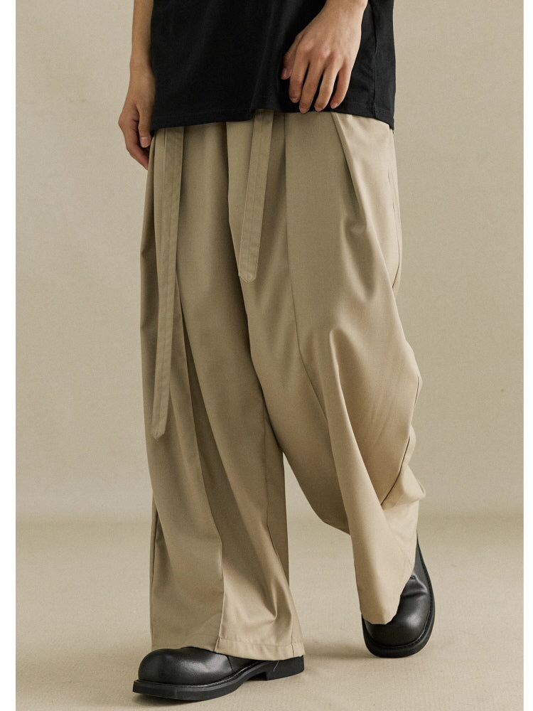 Middle seam layered retro loose casual trousers