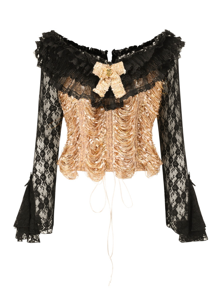 Court herringbone tuxedo golden corset