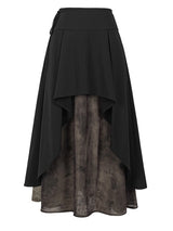 Lace-up contrasting panel skirt